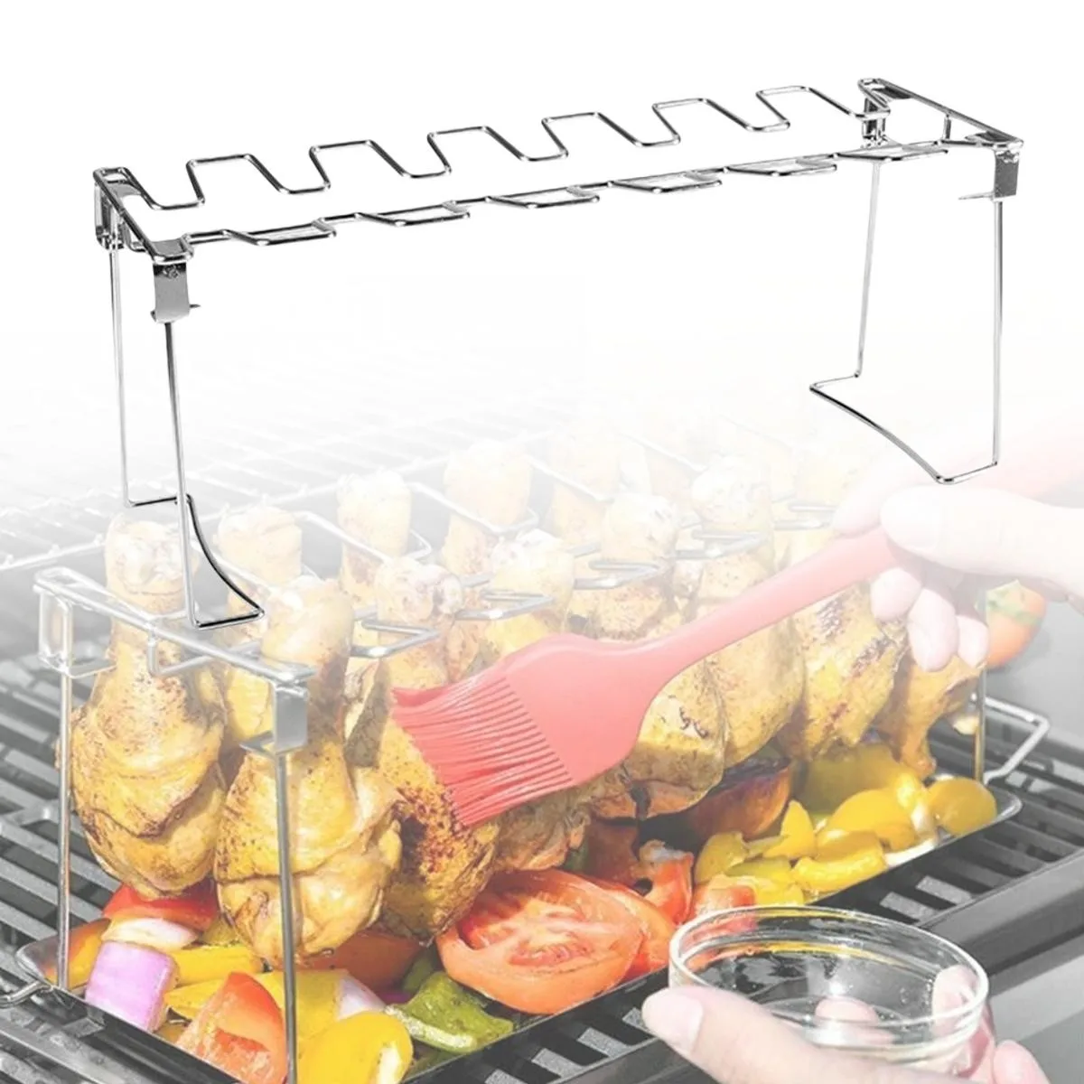 Durable Stainless Steel Foldable Chicken Leg Grill Rack for BBQ Use