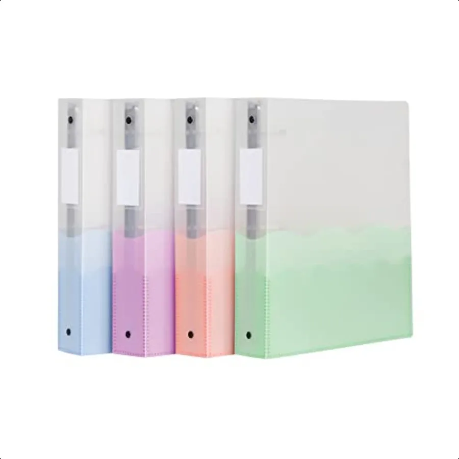 ウェーブバインダー 学校やオフィス用 強くて柔軟なポリ製 4ウェーブポケット 4色アソート 半透明カバー付き