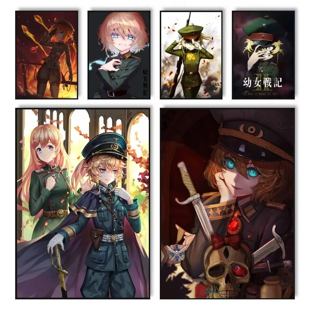 1 قطعة ساغا تانيا الشر أنيمي المشارك ذاتية اللصق الفن ورق مقاوم للماء ملصق مقهى بار غرفة جدار ديكور