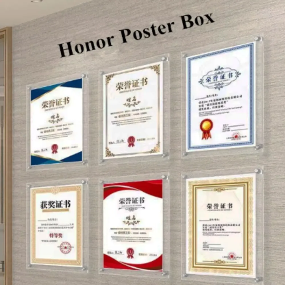 1pcs A4 Double Panel Acrylic Sign Holder Wall Mount Poster Frame Clear Floating Frameless Photography Picture Photo Frame