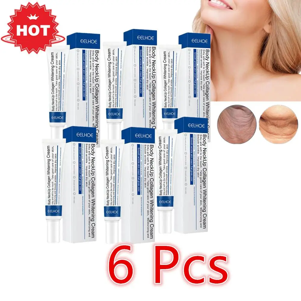 6 Pcs Collagen Neck Cream Anti-aging Tightening Lifting Whitening Moisturizing For Neck Double Chin Reduce Fine Line Skin Care