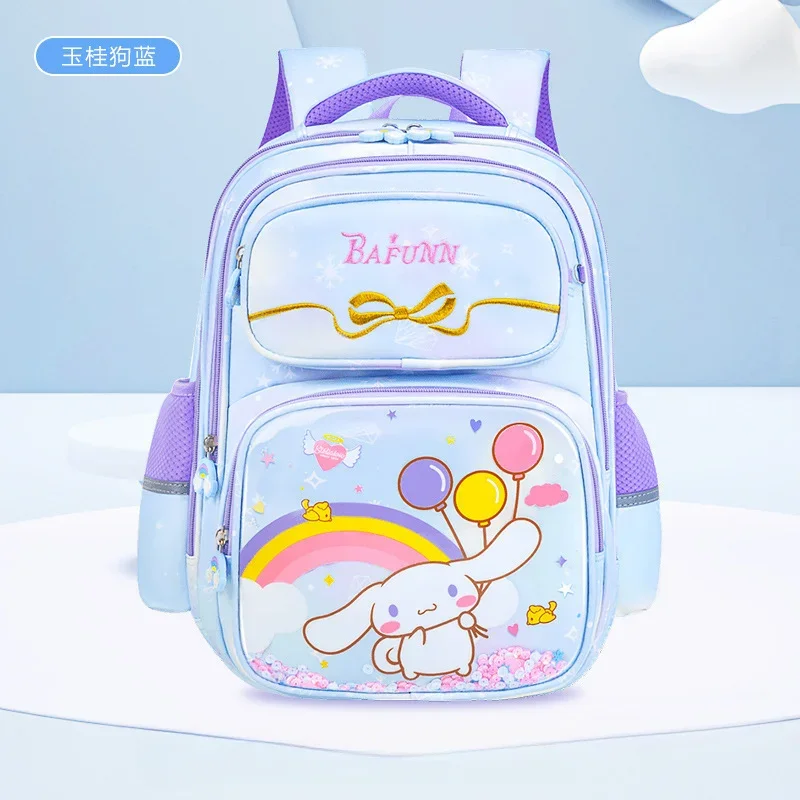 Sanrio Kulomi cartoon cute schoolbag jade cinnamon dog bow gradual change printing large capacity backpack