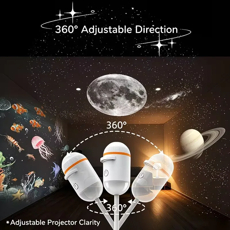 USB Starry Sky Projection Night Light Romantic Galaxy Atmosphere Lamp for Car Interior Home Bedroom Decor USB Charging