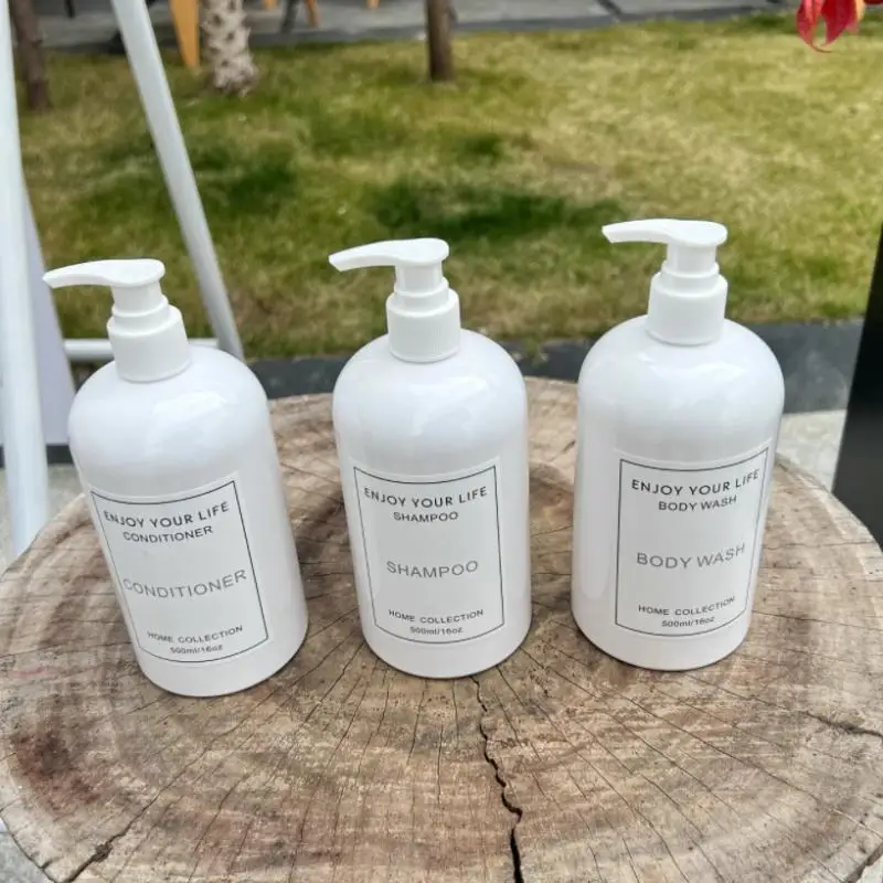 Dispensadores vazios para banheiro, 500ml, shampoo e condicionador, garrafas recarregáveis, tipo prensa de loção, acessório de banheiro