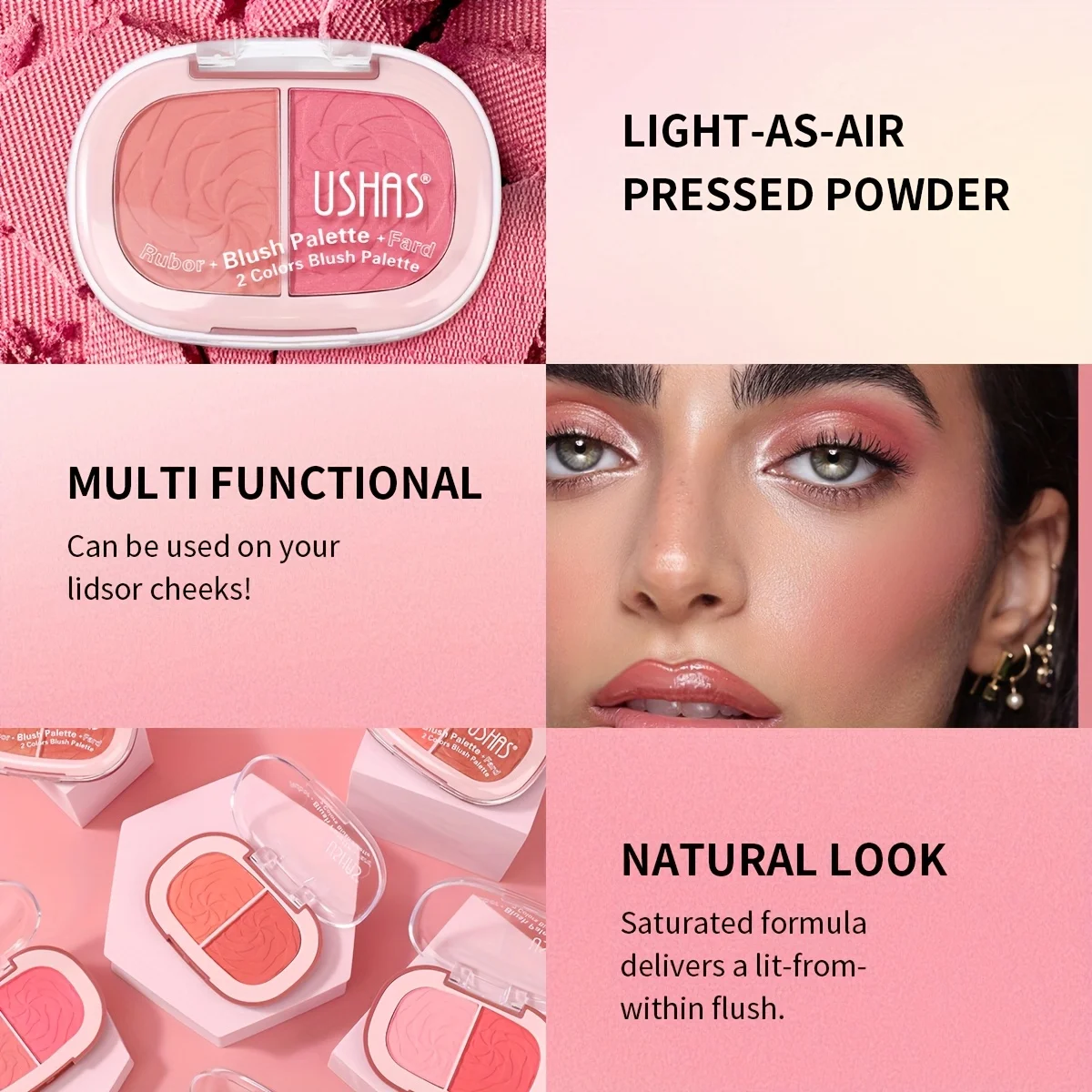 พาเลทท์บลัชออน 2 สี มีให้เลือก 6 สี กันน้ำ ให้ลุคแมตต์แบบธรรมชาติ