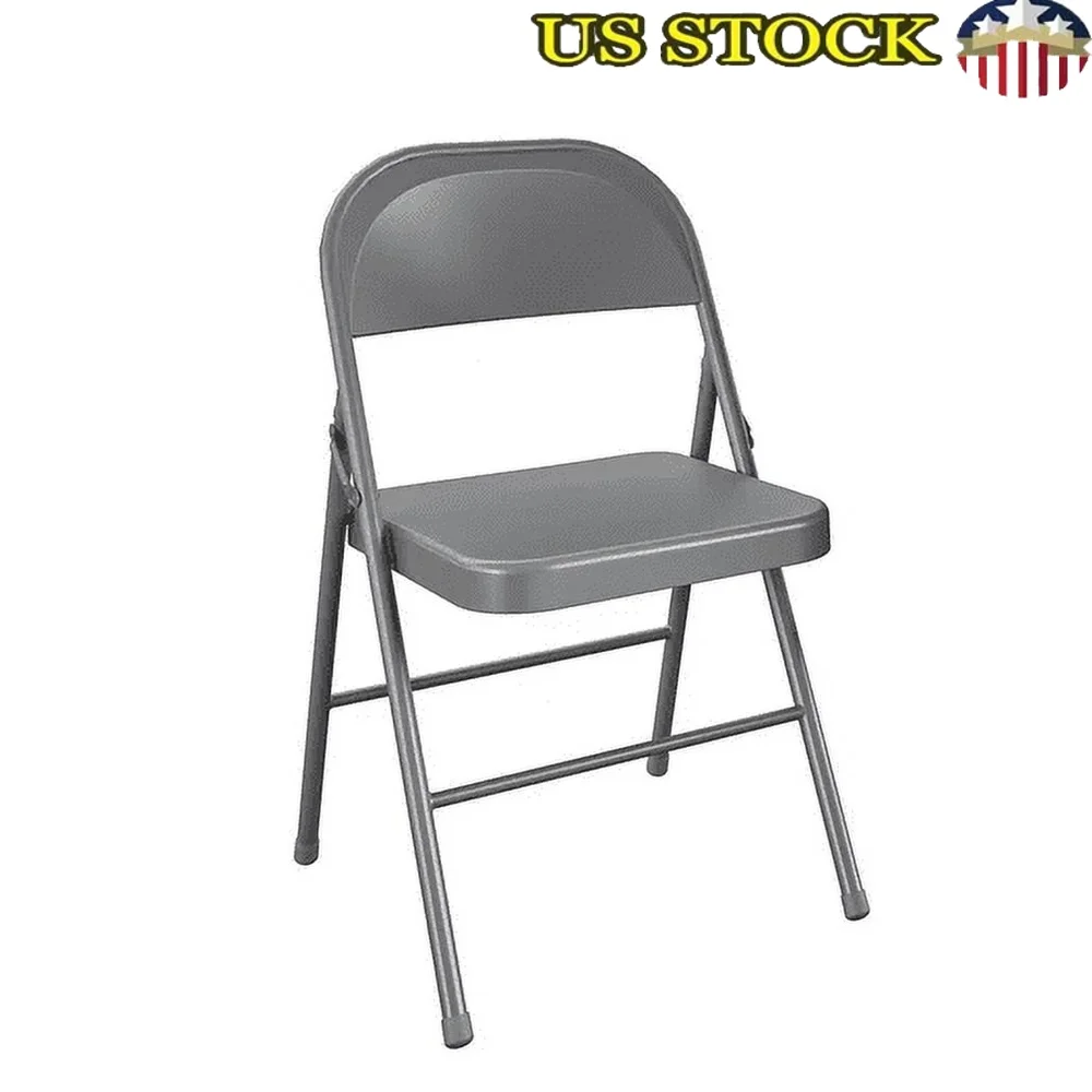 

2 Pack All Steel Metal Folding Chair Indoor Outdoor Seating Solution with Contoured Back Non Marring Foot Caps Compact Storage