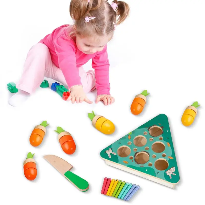 

Carrot Montessori Toy Radish Harvest Educational STEM Fine Motor Skills Montessori Worm Catching Toy For Kids Girls Boys