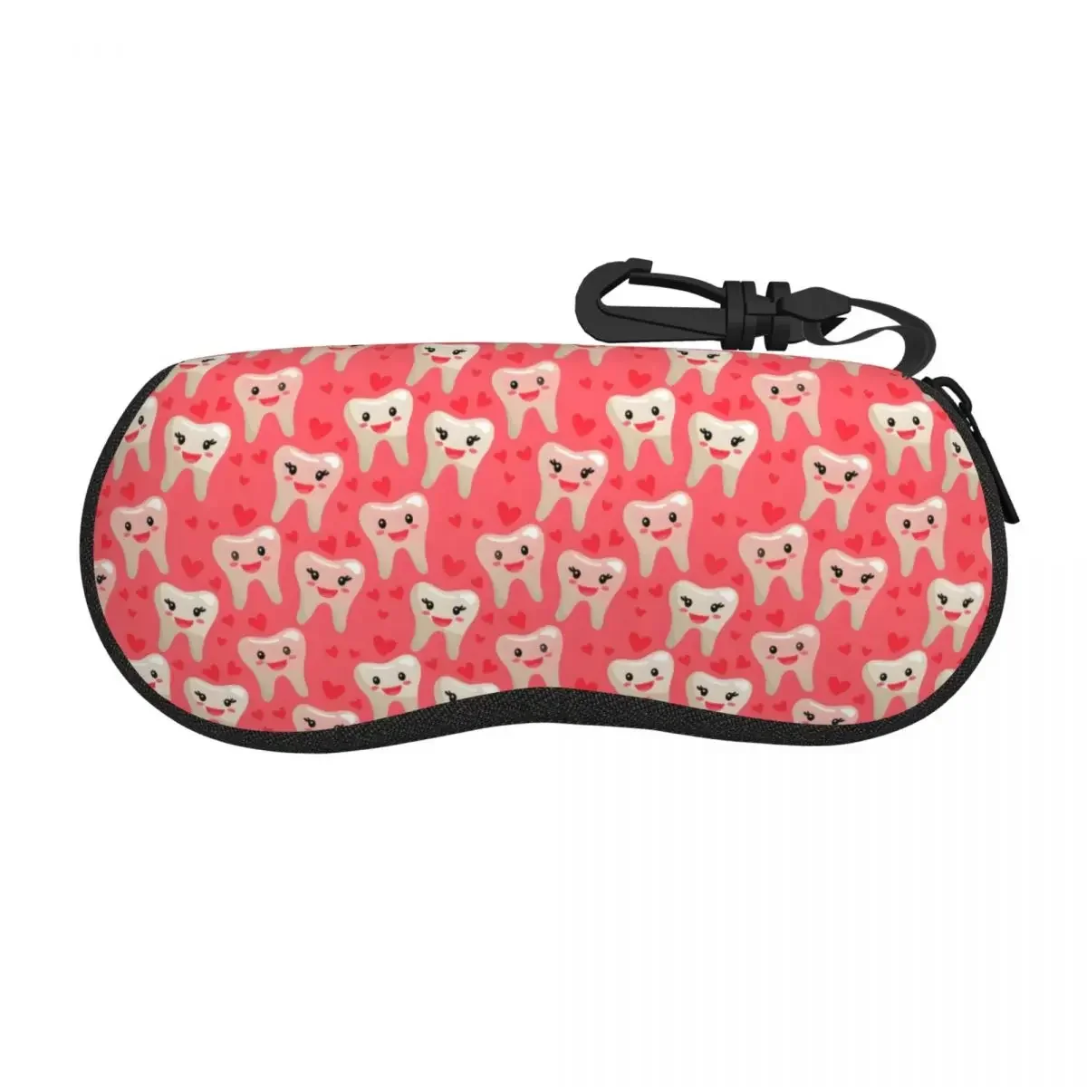 Custom Healthy Teeth With Hearts Shell Glasses Case Unisex Travel Care Dental Health Eyeglasses Case Sunglasses Protector Box