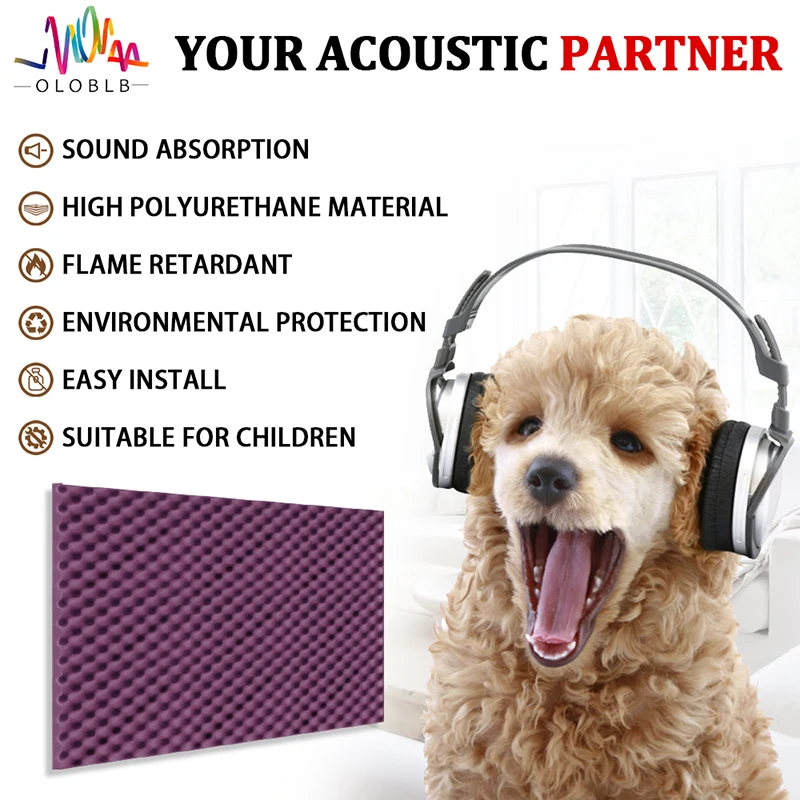 Sound Insulation Absorbing Home And Office 12pcs Egg Crate Panels Acoustic Foam Sound Proof Wall Tiles For Recoding Studio