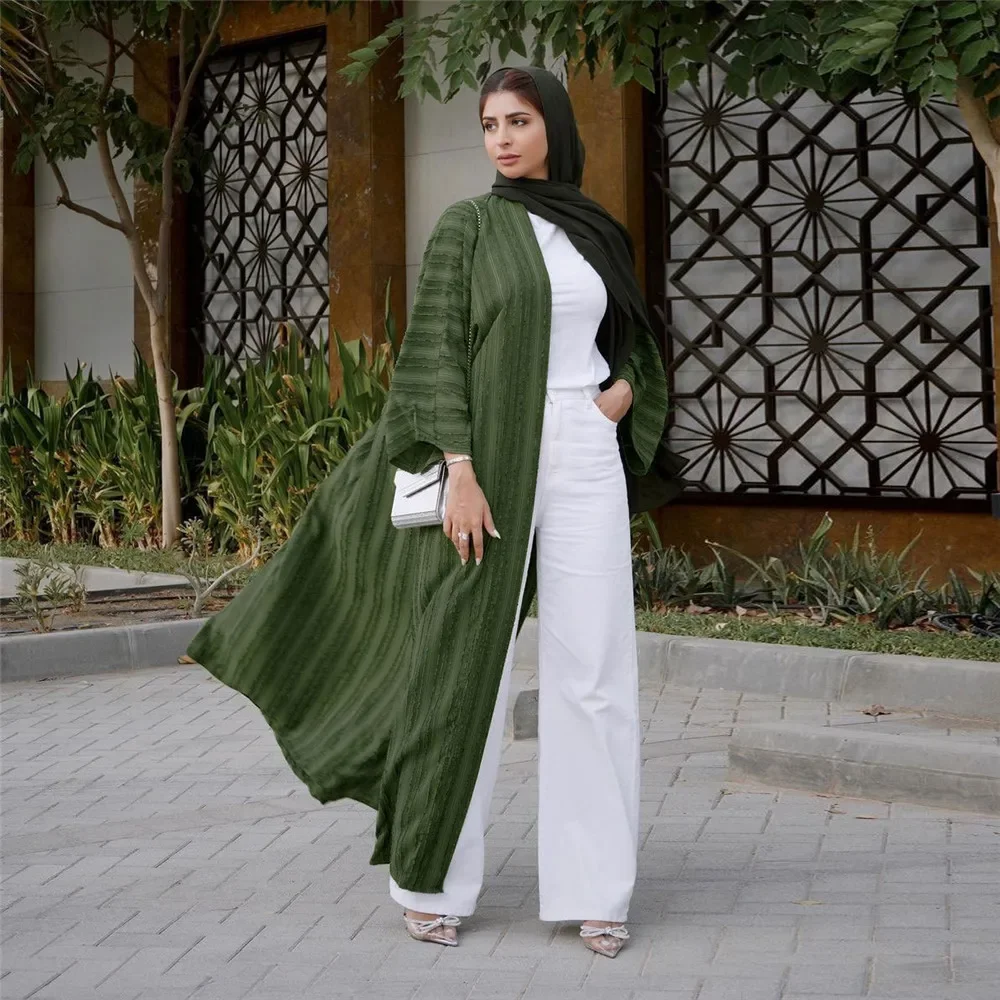 Cardigan tricoté femmes musulman ouvert Abaya dubaï turquie caftan islamique Maxi Robe Eid Jalabiya Robe arabe Robe de soirée Caftan Robe