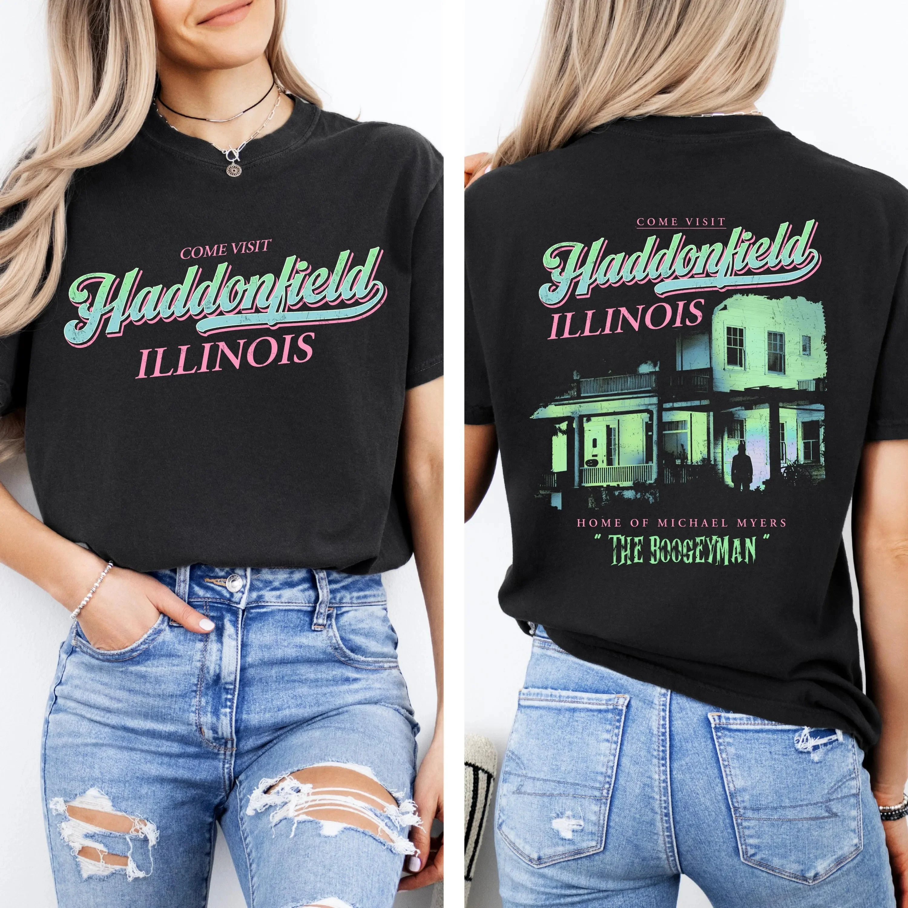 مرحبا بكم في قميص هادونفيلد مايكل مايرز هاددونفيلد قميص الهالوين فيلم الرعب التي شيرت فيلم الهالوين المحملة #1