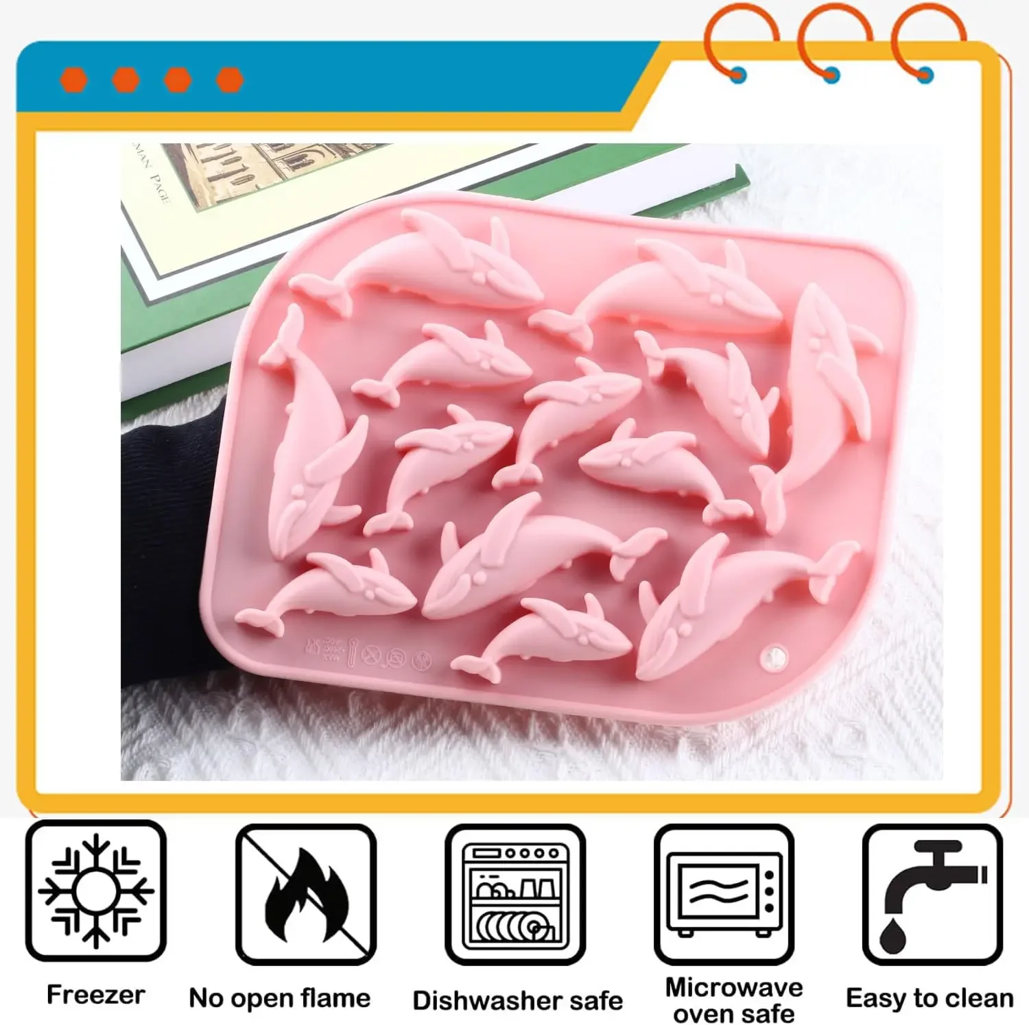 VERIDIAN 13-Cavity Whale Silicone Molds Fondant Candy Chocolate Mould Silicone Gummy Whale Baking Mold for Cake Decoration - view 3