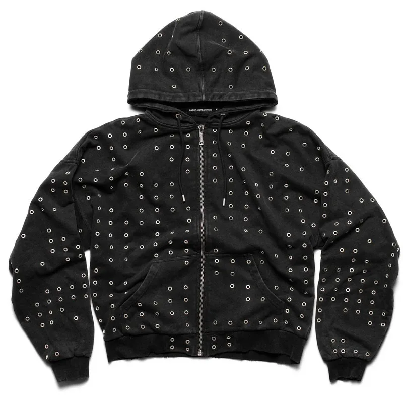 2025 أمريكا الشمالية الجديدة المسامير لكمة الرجال والنساء زوجين سترة الشارع الشرير الظلام نمط الخريف والشتاء الدافئة هوديي النساء #1