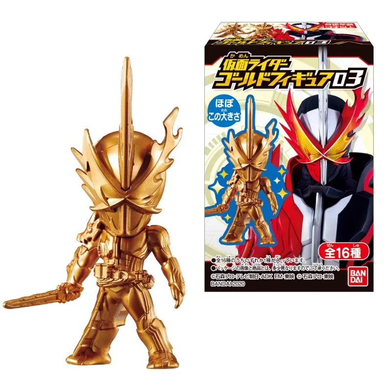 Bandai original kamen rider anime figura pequeno homem de ouro figura de ação brinquedos para meninos meninas crianças presente modelo colecionável ornamentos