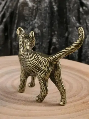 황동 고양이 입상-빈티지 청동 마감, 수제 강아지 조각, 홈 데코, 완벽한 선물 아이디어