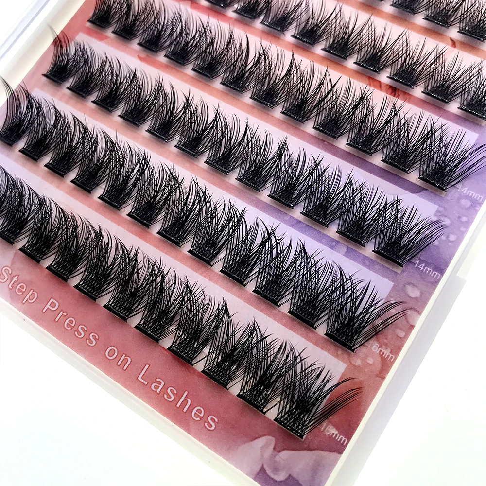 FAIRYTIS Self Adhesive Eyelashes 96PCS 1 Step DIY Mixed Pre-Glued Cluster Lashes Easy-grafting Individual Eyelash Extensions