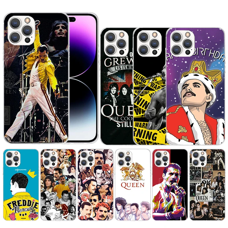 Rock Funky freddy Mercury Queen Cover morbida per iPhone 15 14 13 12 Mini 11 Pro Max custodia per telefono con stampa X XS XR 7 Plus 8 + SE Patter