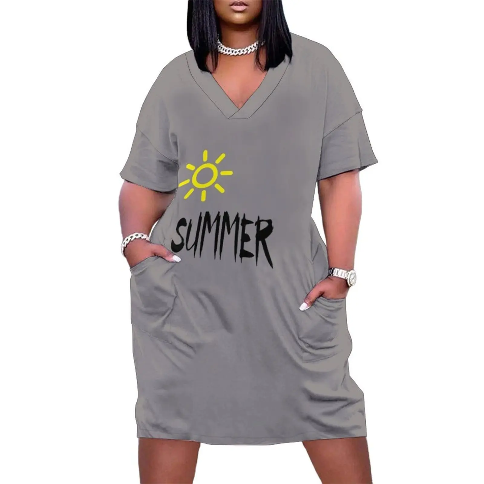 Camiseta Sommer, vestido suelto de verano con bolsillos, vestidos de verano, ropa de mujer