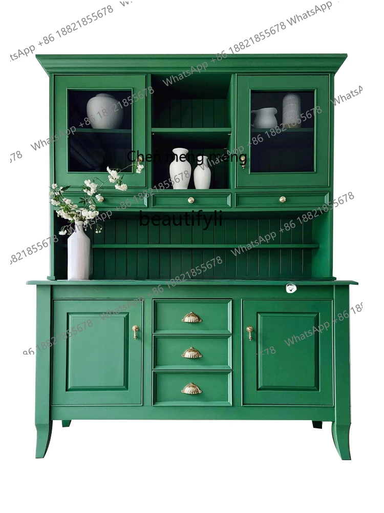 

Grass Green Solid Wood Storage Multi-Functional Dining Side/Dining Room Storage Cabinet/Bookcase