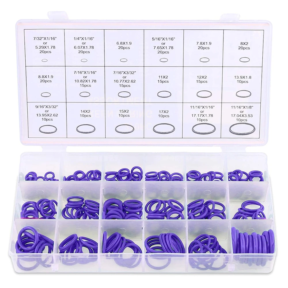 270pcs Purple 18 Sizes O-Rings Kit Garden Water Hose Rubber Sealing Gasket Ring Set for Shower Heads Gasket Repair