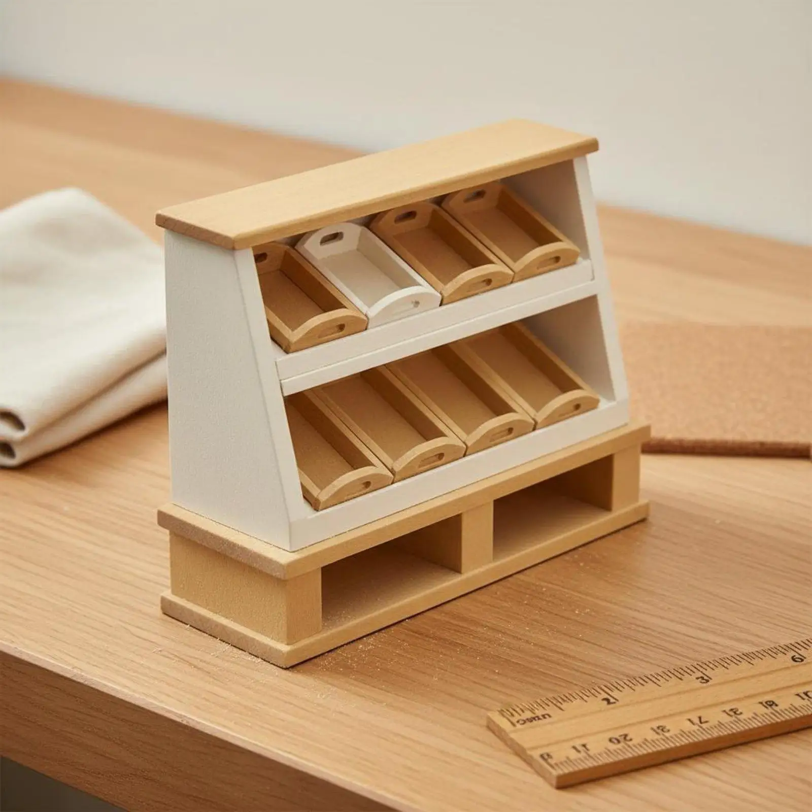 Mini Bread Cabinet Dollhouse Bakery Shelf Compact Plastic Display Case Mini Furniture for 1 12 Layout