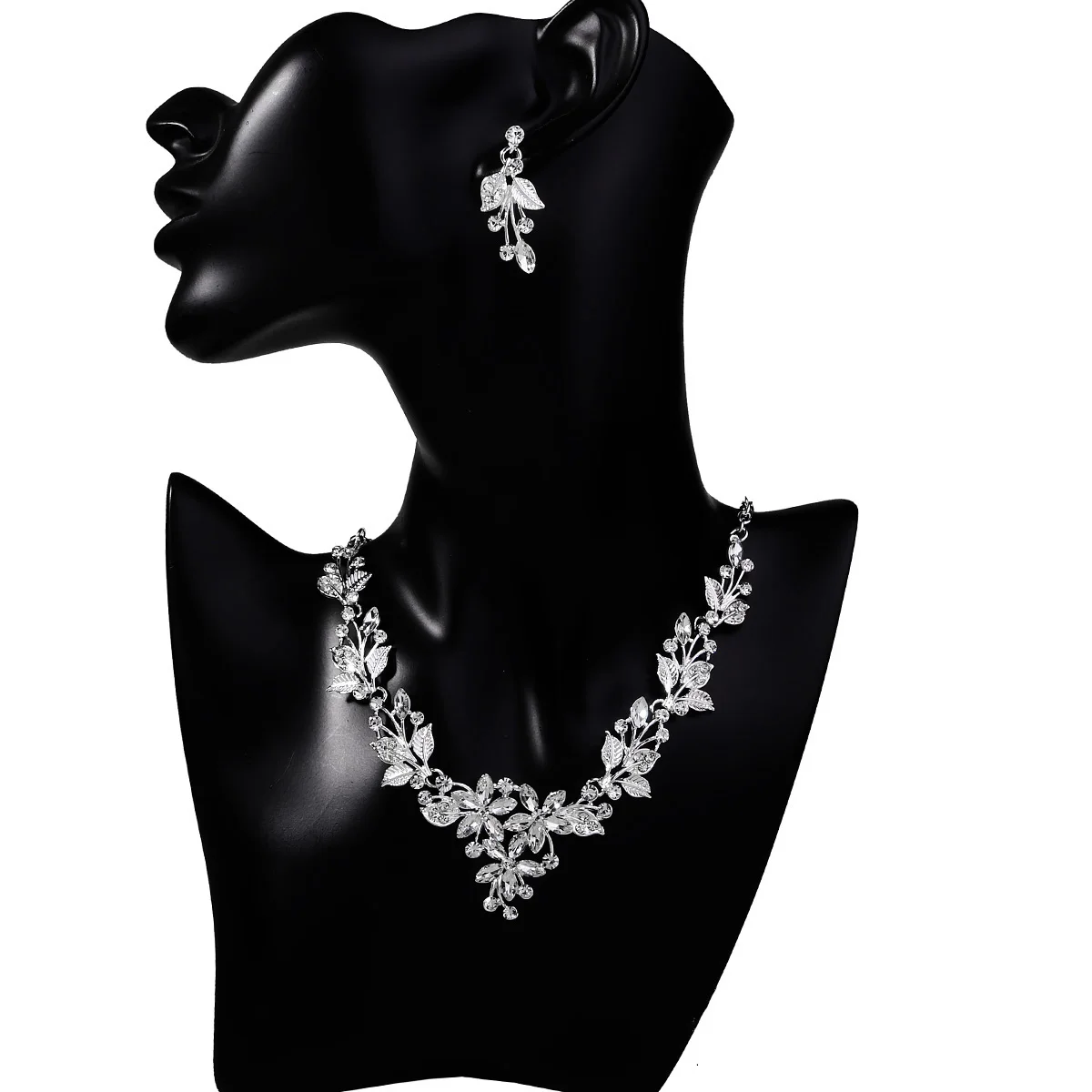 3PCS New Alloy with Rhinestones Necklace and Earring Set Bridal Jewellery Set Wedding Accessories For Women Bridesmaid Gifts image 5