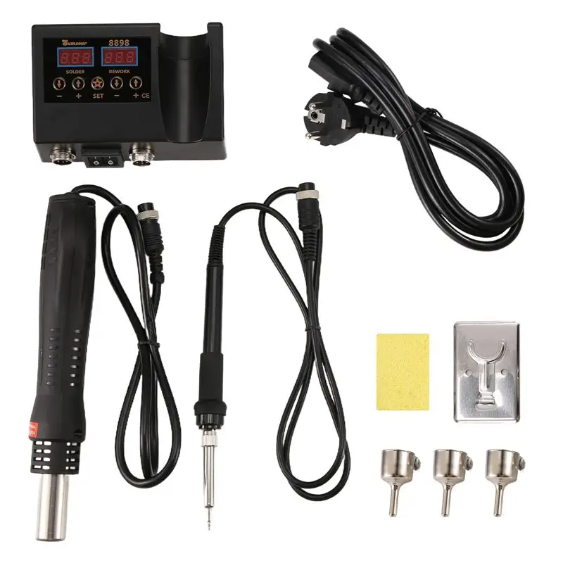 AS94-2In1 Soldering Station 8898 Digital Display Welding Rework Station Electric Soldering Iron Hot Air Repair Tools