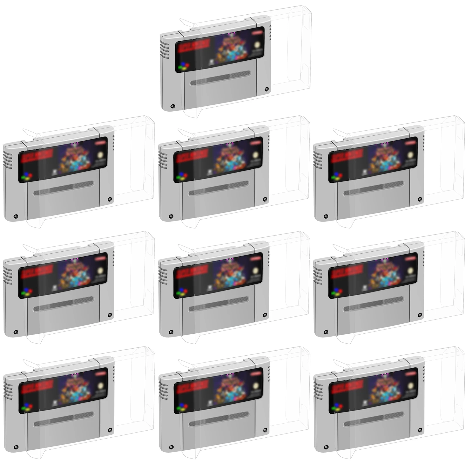 Box Protector For SNES For Super Nintendo Cart Cartridge Region PAL Game Custom Made Clear Plastic Case