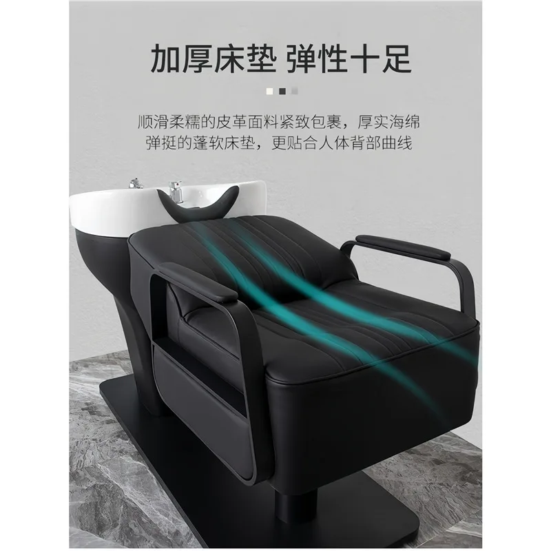 Hairdresser Shampoo Bed Hair Salon Special Ceramic Basin Flushing Bed Semi-reclining Hairdresser Stainless Steel Thai
