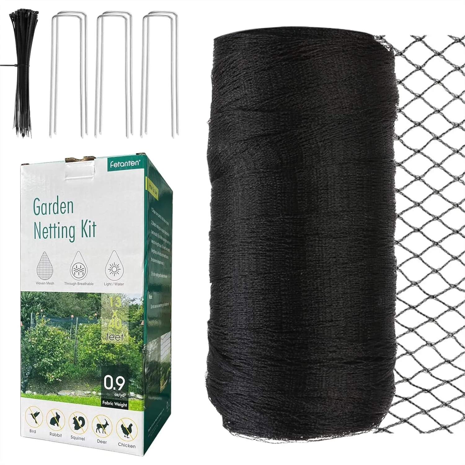 

Heavy Duty Bird Netting 13 X 40 FT Garden Netting For Vegetables Fruit Trees Blueberry Protection Against Birds Deer Poultry With Ties And Staples