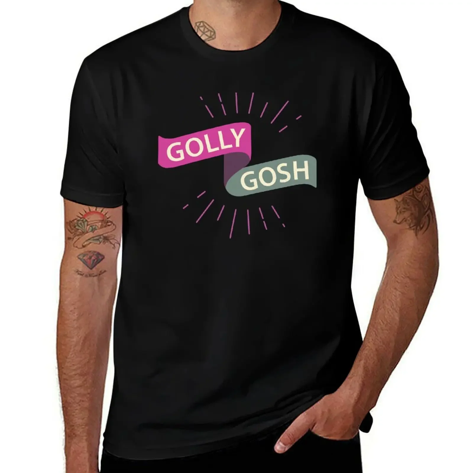 

Golly Gosh Funny English Exclamation T-Shirt quick drying boys animal print Luxury man Men's t-shirts