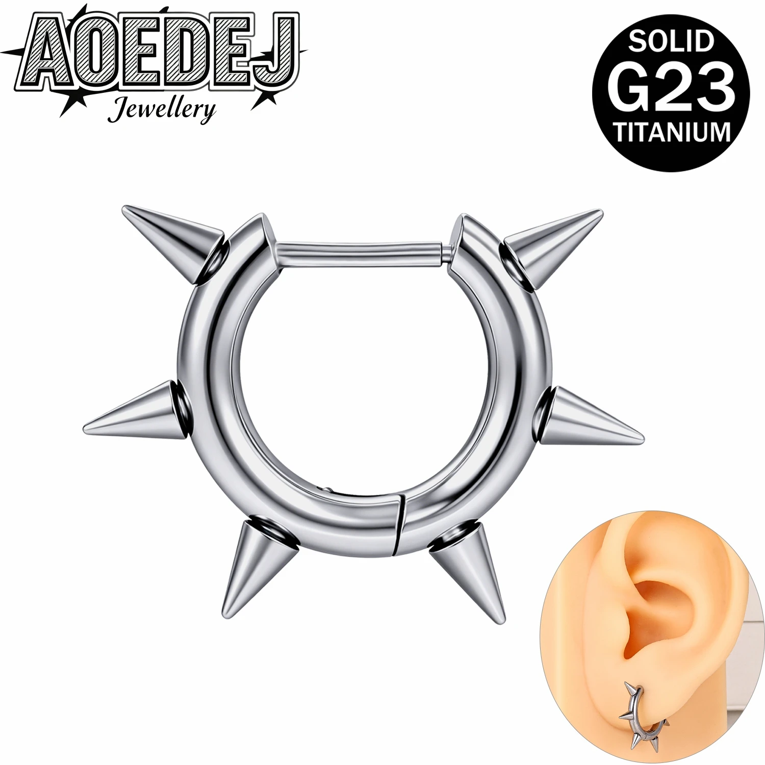 

AOEDEJ 18G ASTM F136 Titanium 1 PC/1 Pair Punk Hoop Earring Unisex Round Earrings D Shape Spike Ear Helix Lobe Piercings 8-12MM