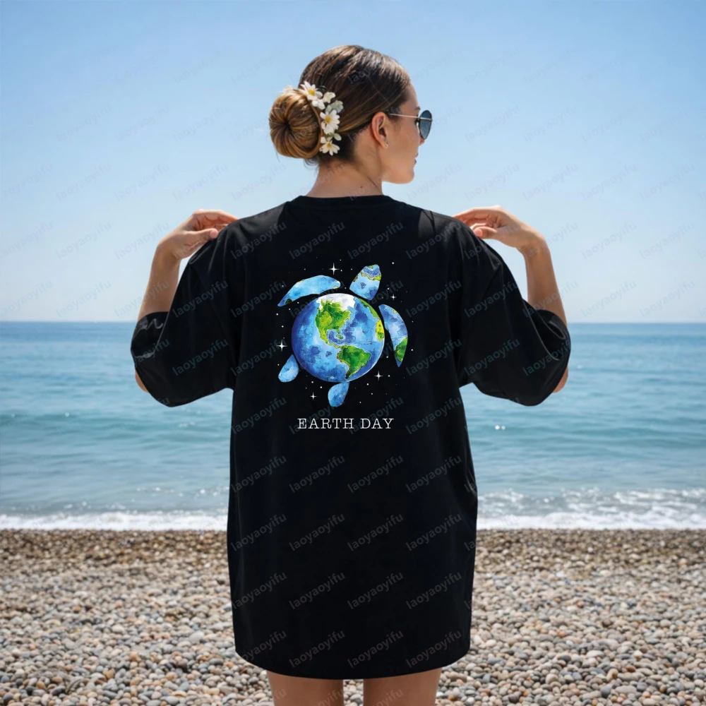 Earth-Day-Turtles-Sweatshirt-Save-The-Turtles-Cotton-T-Shirt-Everyday-Teacher-Earth-Day-Global-Warming-Tee-Nature-Lover-Shirt