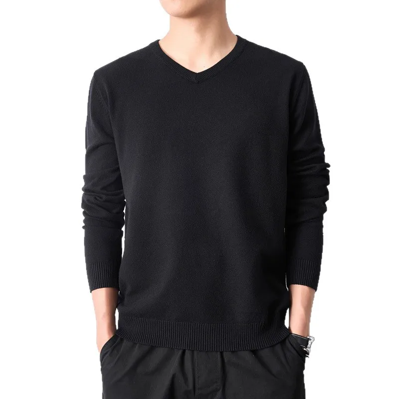 قطعة واحدة دروبشيبينغ الربيع والخريف جديد بلون سترة الرجال بسيطة طويلة الأكمام قاعدة قميص الشباب محبوك Sweate