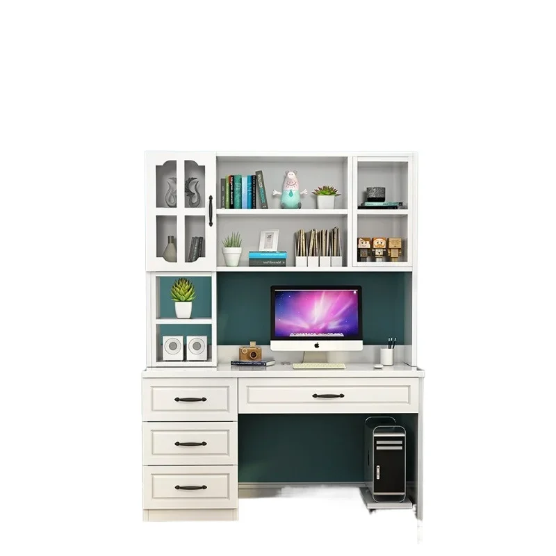

Solid wood computer desk, bookshelf, integrated table, bookcase combination, children's writing table