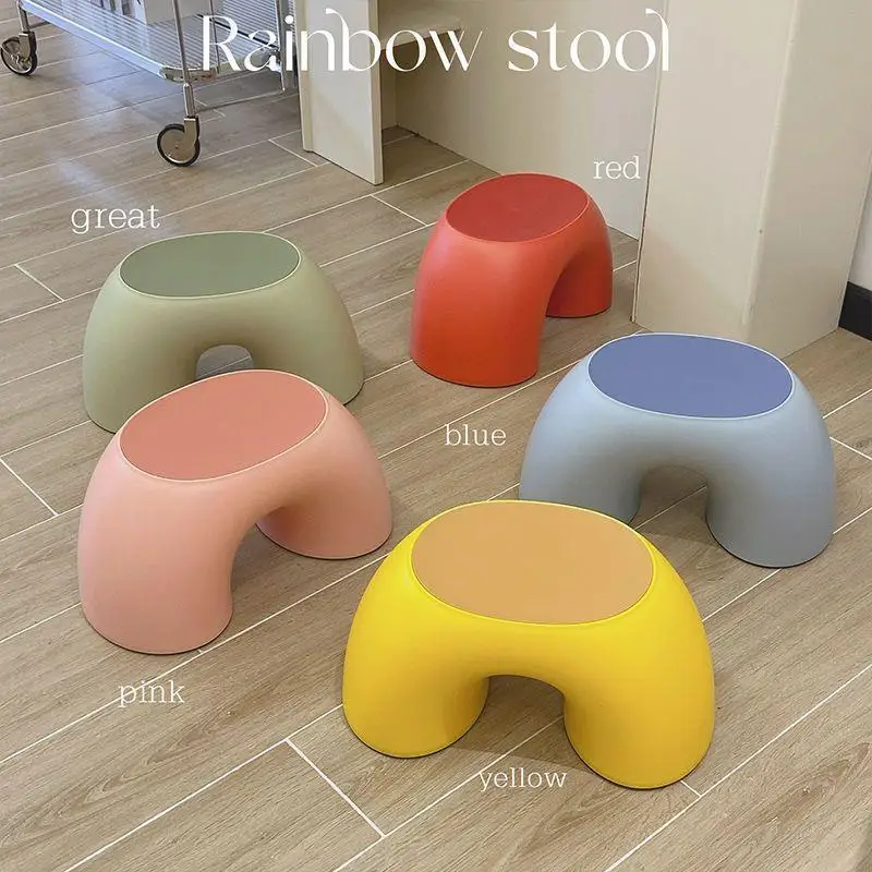 

Rainbow Stools Household Living Room Low Stools Dormitories Thickened and Sturdy Plastic Stepping Stools Shoe Wearing Stools