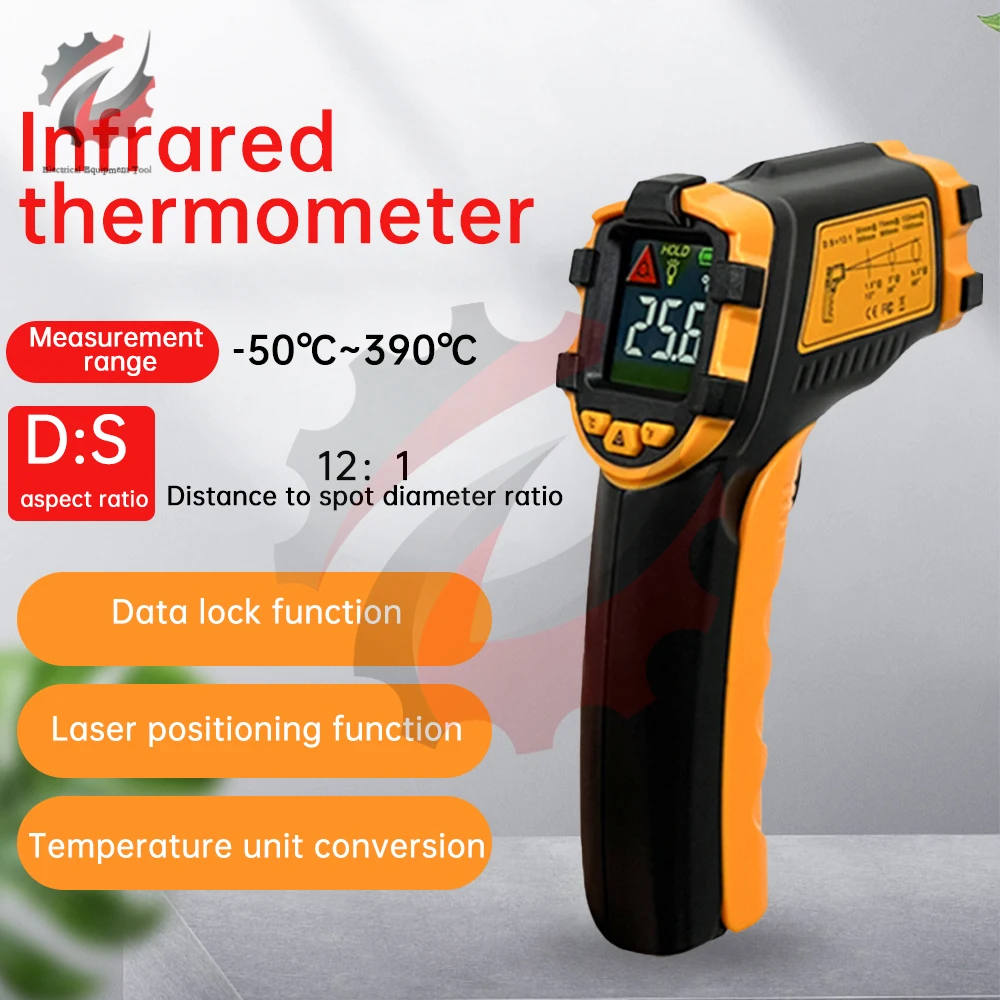 Digital Infrared Thermometer Laser Temperature Tester Meter Monitor Non-contact Household Industrial Pyrometer High Precision