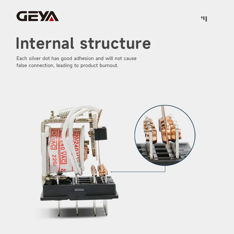 GEYA 14pins Electromagnetic Intermediate Relay Electronic Micro relay with LED Lamp 12V 24V 220V 5A Coil Power Relay 1PCS