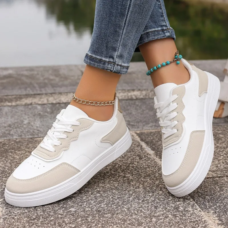 

Новинка 2023 года, женские кроссовки высокого качества, обувь на платформе, кожаная лоскутная повседневная спортивная обувь, женская уличная вулканизированная обувь для бега