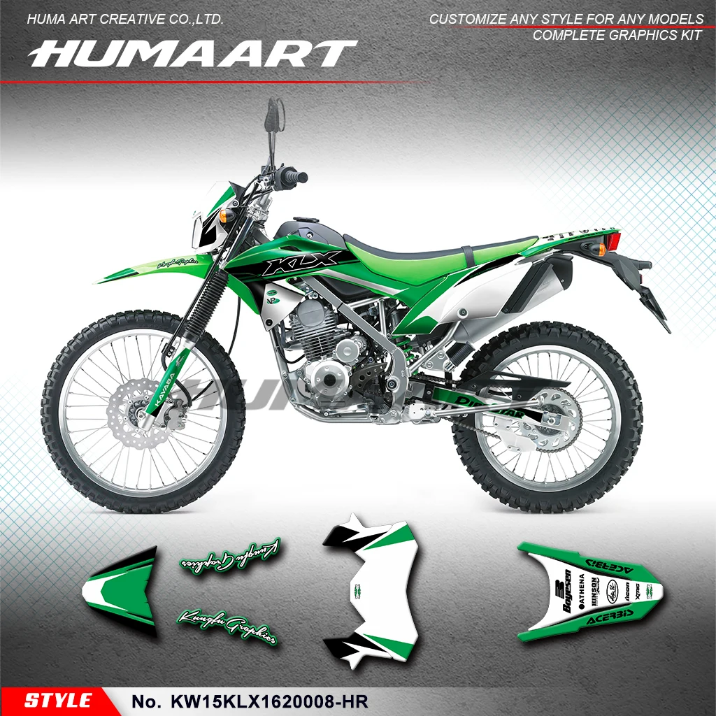 HUMAART Dirtbike Graphics Adhesive Sticker for Kawasaki KLX150BF KLX150L 2016 2017 2018 2019 2020 2022,  KW15KLX1620008-HR