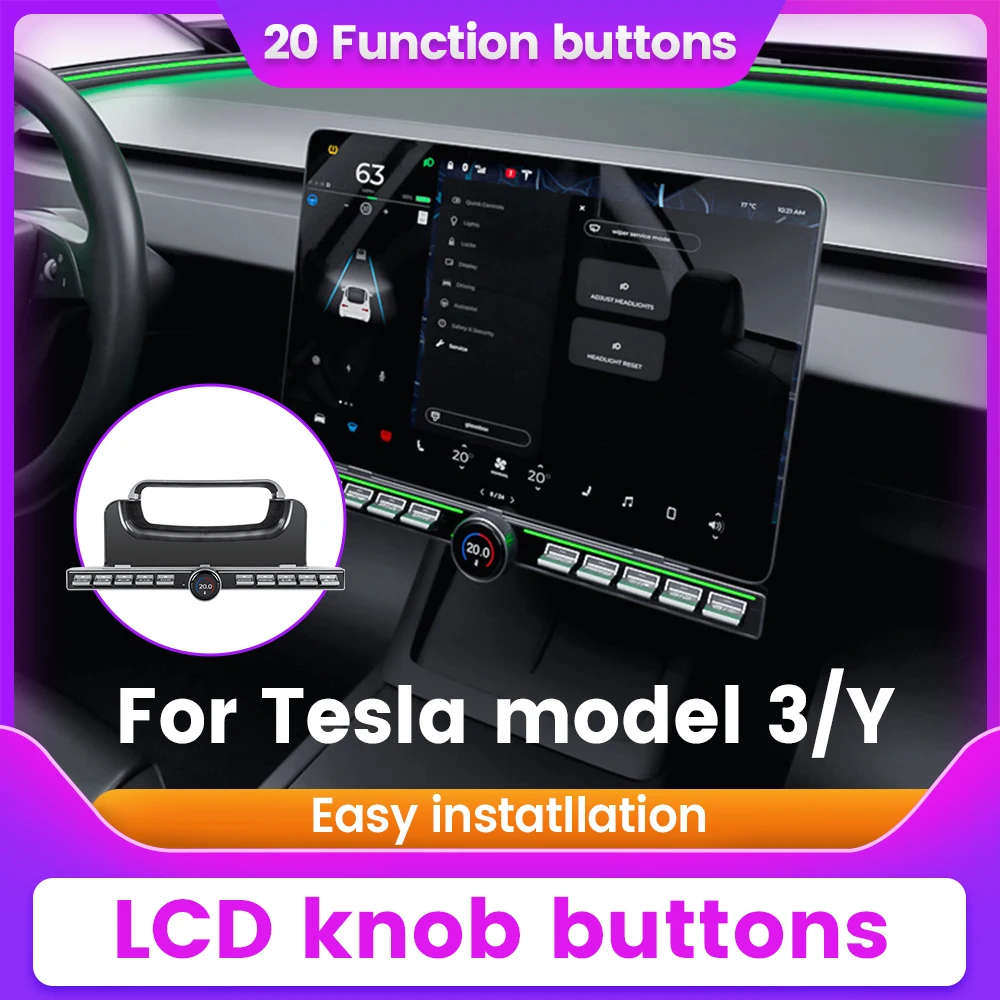 Three-in-one knob function Buttons For Tesla model 3/Y centre LCD buttons BT OTA upgrade support 20 Function buttons