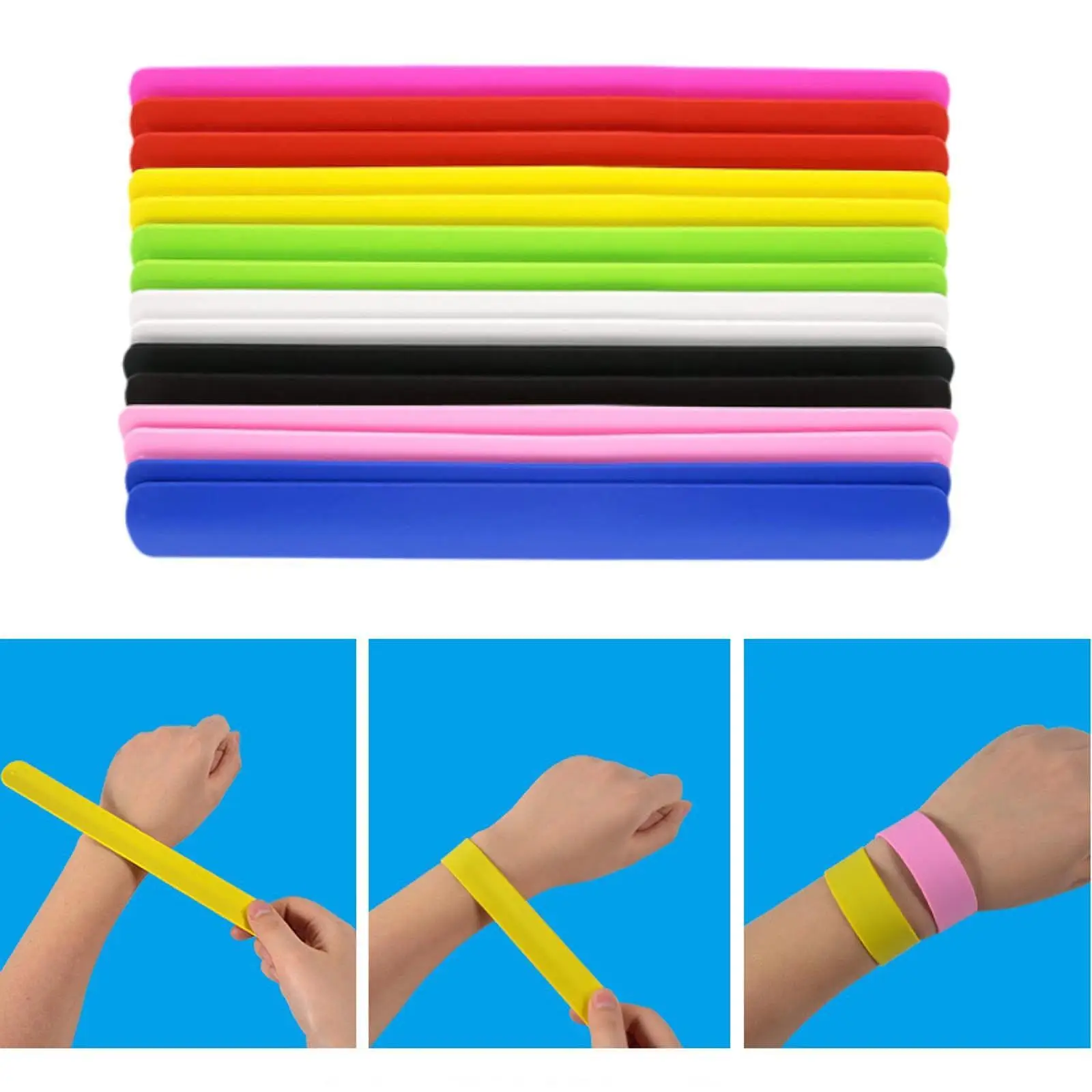 15x Slap Bracelets Slap Bands Soft Party Decorations Silicone Slap Bracelets Kids Toys for Halloween Christmas Boys and Girls