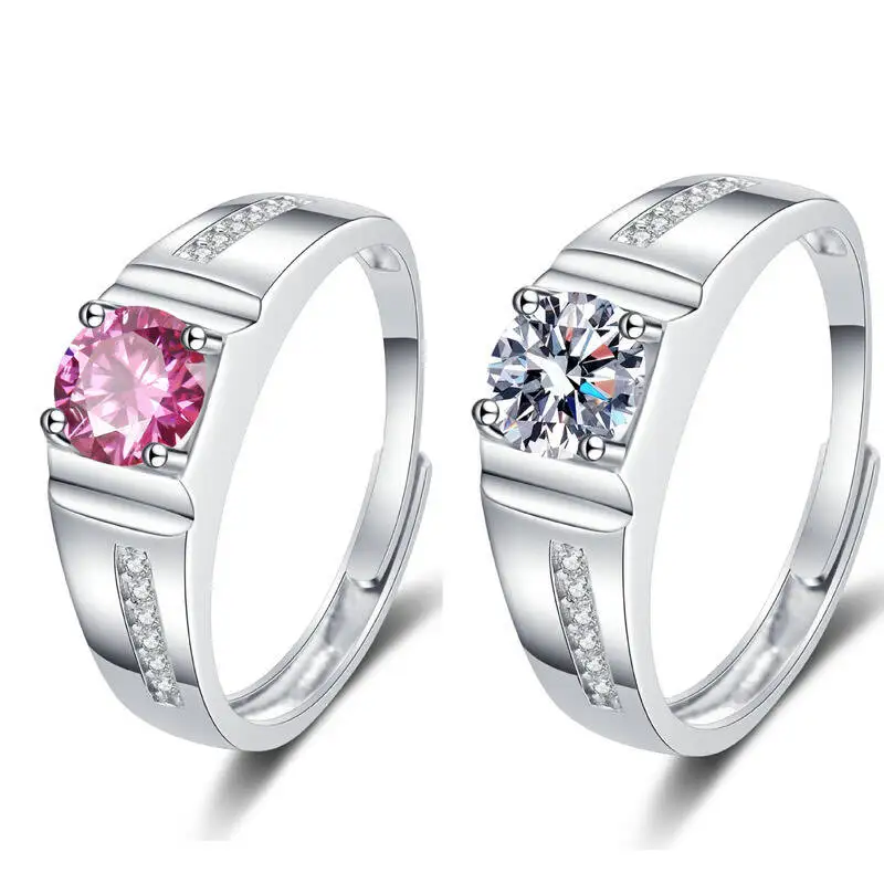 

Charm 925 Sterling Silver Rings For Men Shining 1CT Moissanite Fashion Party Gifts Engagement Wedding Jewelry With Certificate