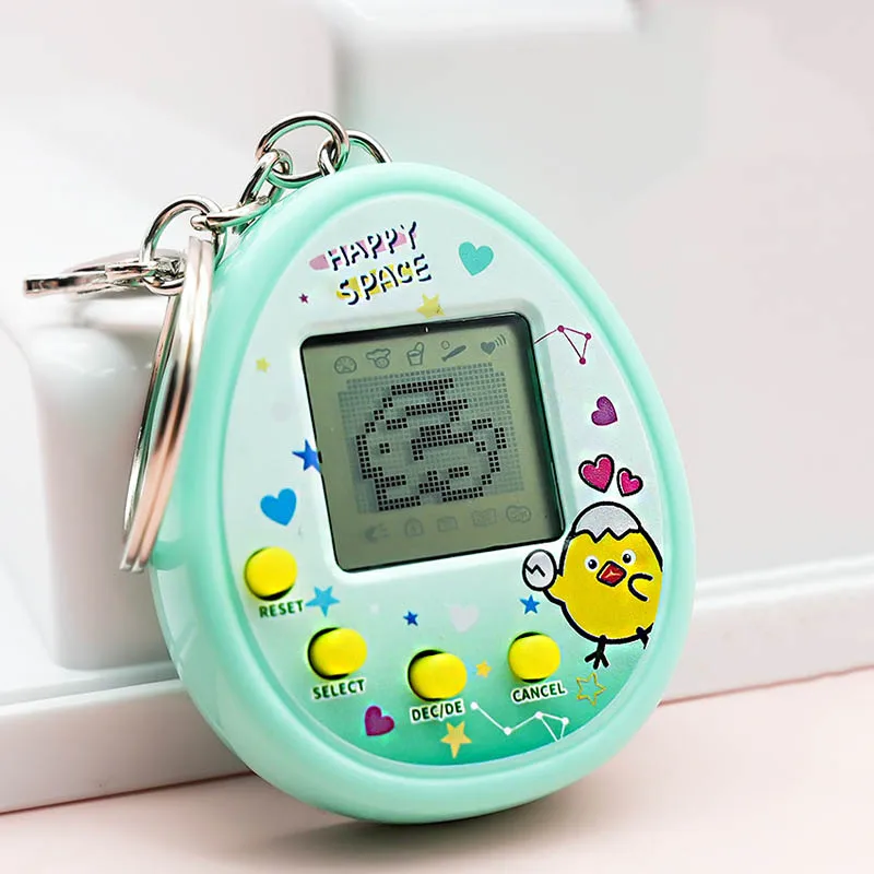 Cartoon Mini Electronic Pet Machine UV Virtual Electronic Foster Nostalgic Retro Game Machine Keychain Children With Sound Toys