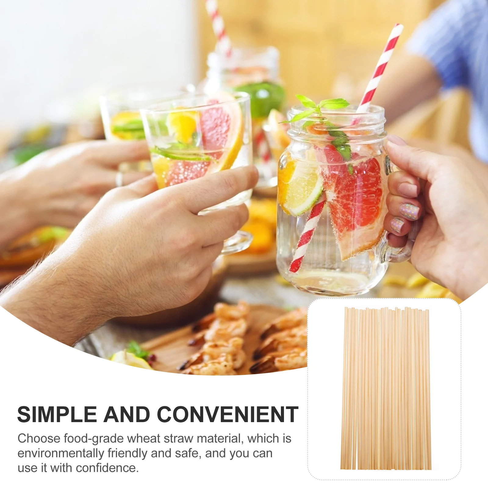 

100Pcs Wheat Straw Drinking Straws Disposable Safety Party Supplies Natural Practical Eco Friendly Juice Beer Pipet