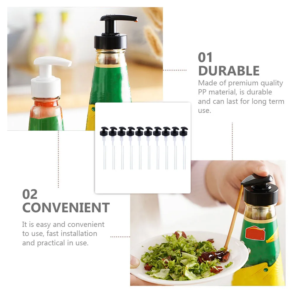 

10 Sets Oyster Sauce Squeezer Ketchup Nozzle Pp Travel Pump Dispenser Plastic Bottle Condiment Mini Compact Long Term Practical