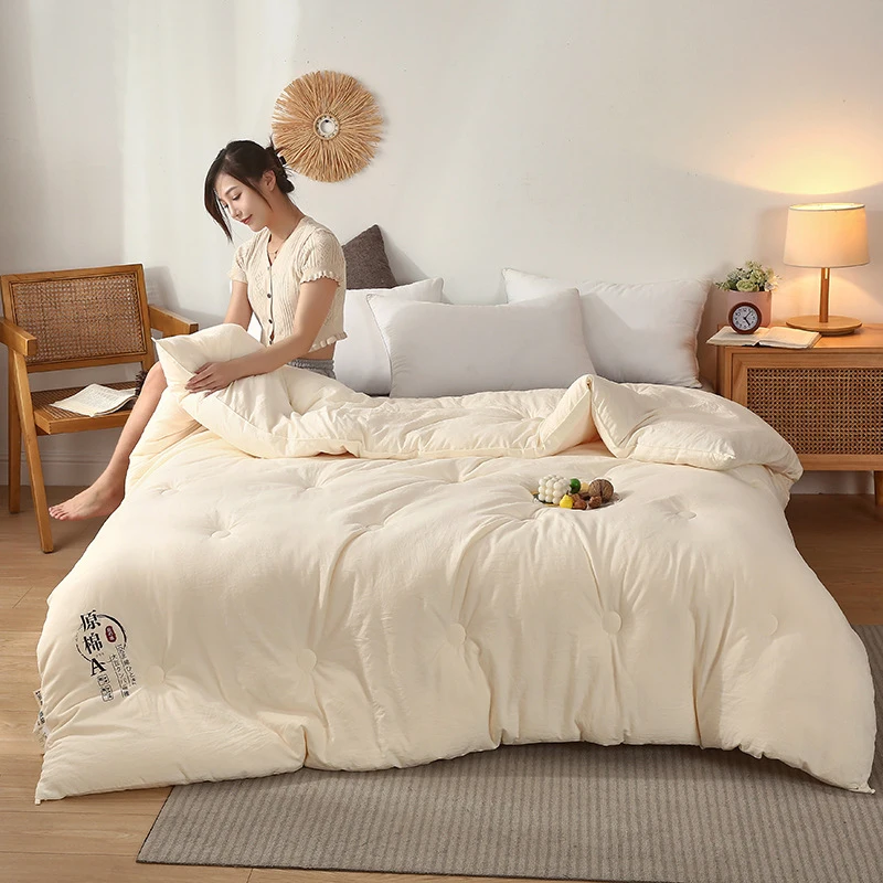 

Class A Baby Safe Raw Cotton Soybean Fiber 2-in-1 All Season Double Duvet Insert Light Summer Air Comforter Warm Winter Quilt