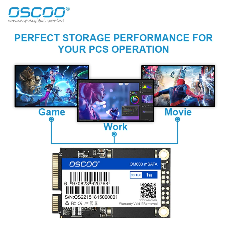 OSCOO mSATA SSD 128GB 256GB 512GB mSATA SATAIII SSD Hard Drive Solid State Drive Disk For Laptop/Desktop Computer Accessories