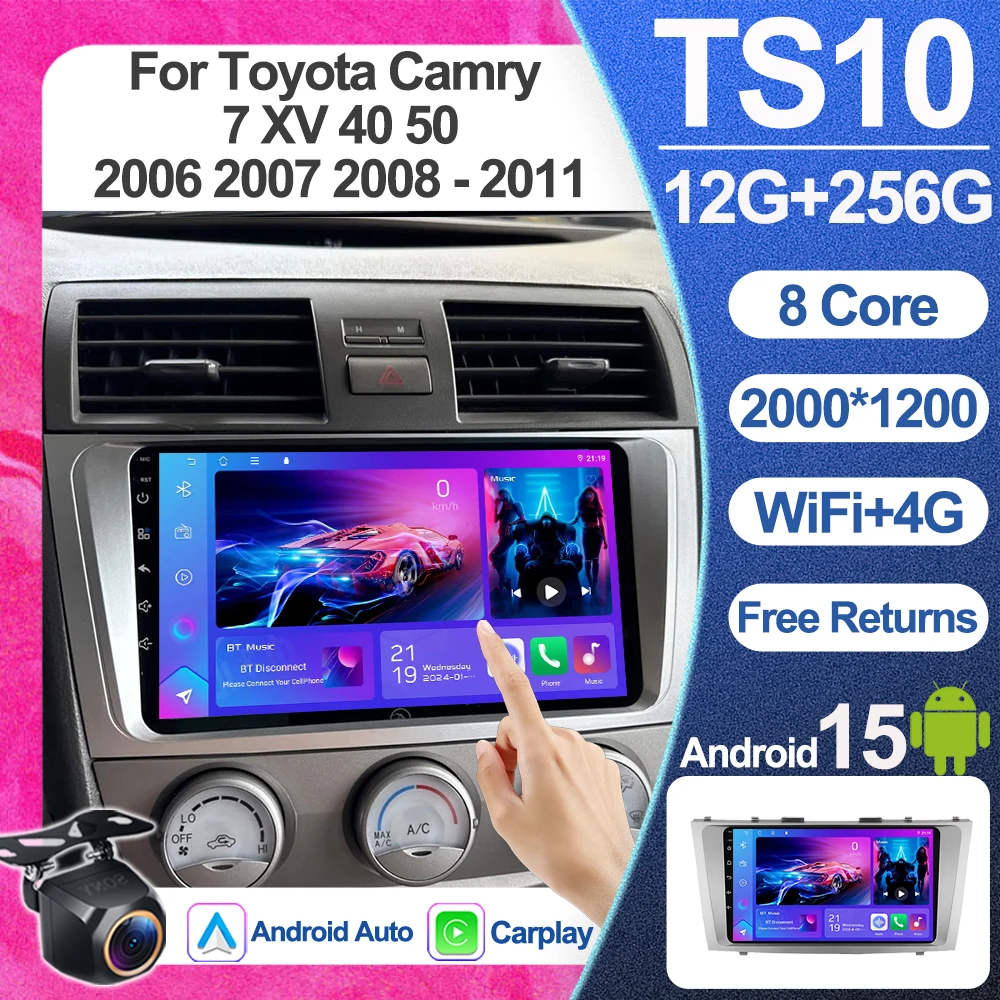 

2 Din Android 15 Car Radio For Toyota Camry 7 XV 40 50 2006 2007 2008 2009 2010 2011 Multimedia Video Player GPS 5G Carplay Auto