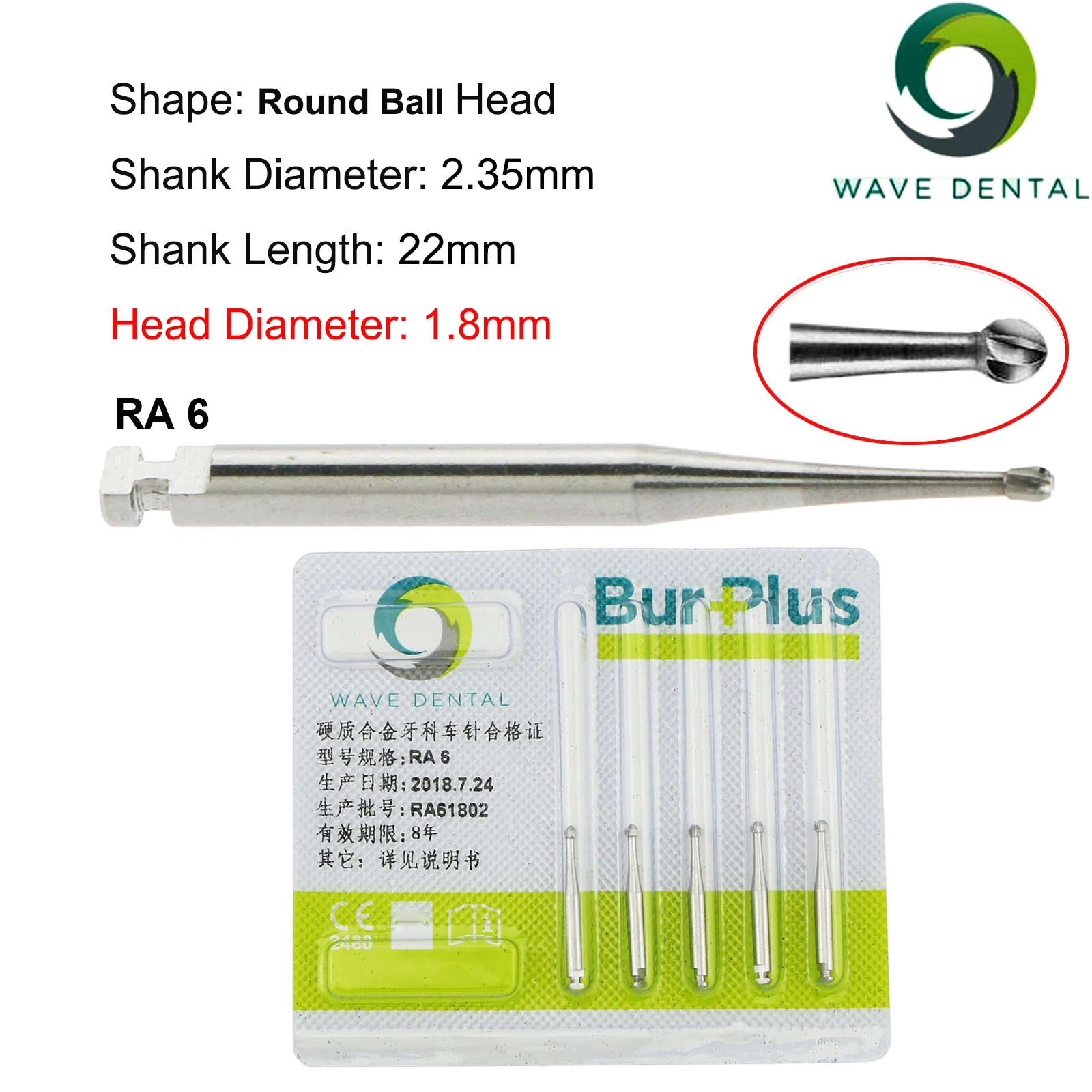 PRIMA WAVE Dental-Wolframkarbid-Bohrer, langsame Geschwindigkeit, rund, RA-Serie für Zahnmedizin, Labor, Klinik, Bohrer für Zahnärzte, 5 Stück/Packung